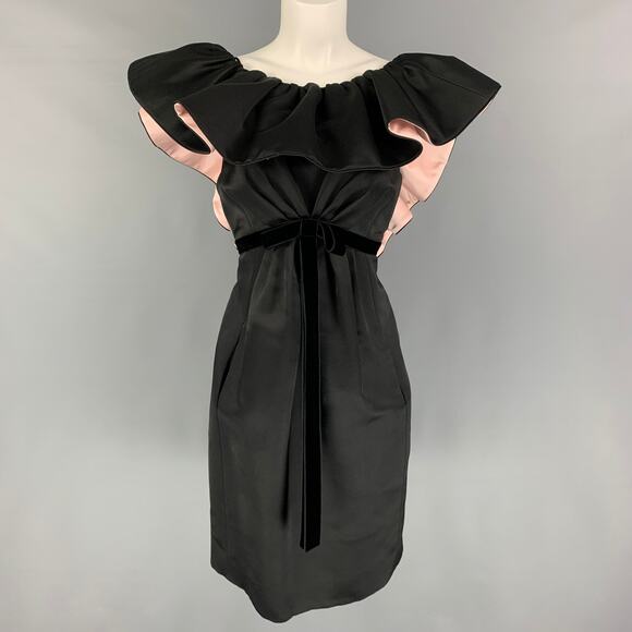 Marc Jacobs Dresses & Skirts - MARC JACOBS RUNWAY Size 6 Black Silk Pale Pink Low Back Dress